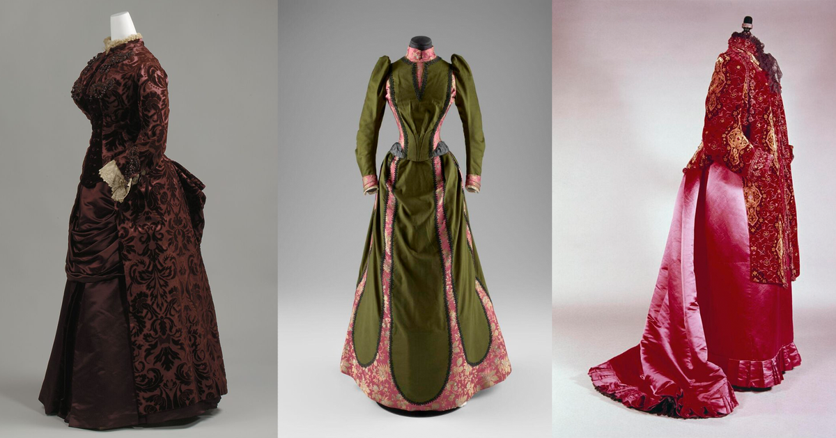 1. 1883-85. Уорт. Дневное платье   2. 1889. Уорт. Дневное платье  3. 1885. Уорт. Женский доломан                        