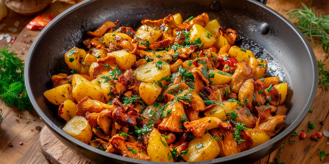 Как я готовлю жареный картофель с лисичками