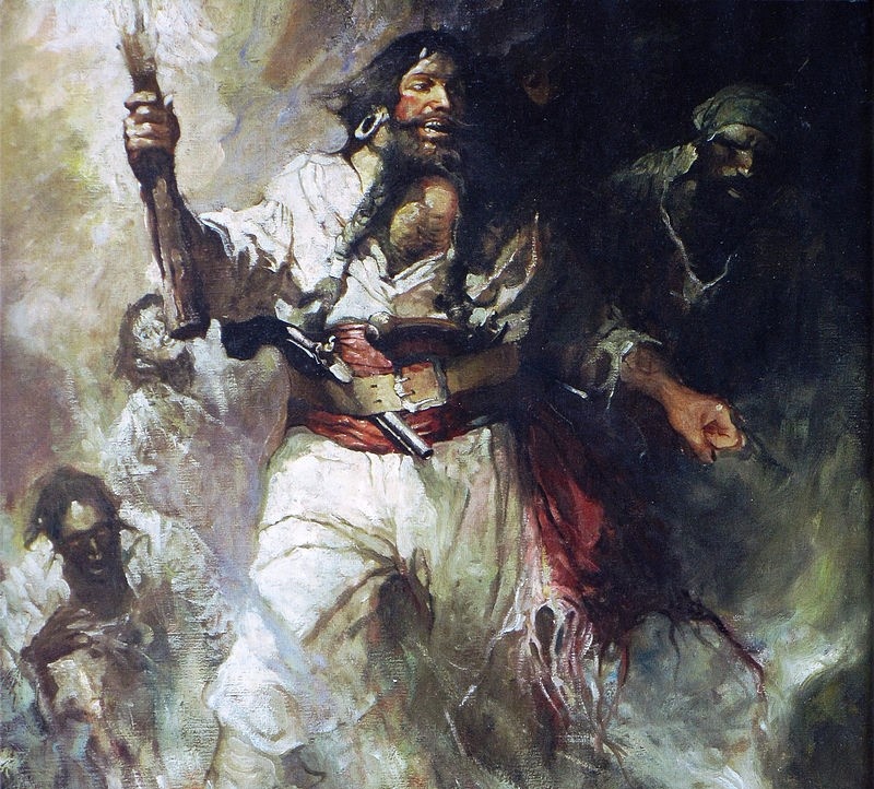 Чёрная Борода в дыму и пламени, Фрэнк Шуновер, 1922 / Википедия