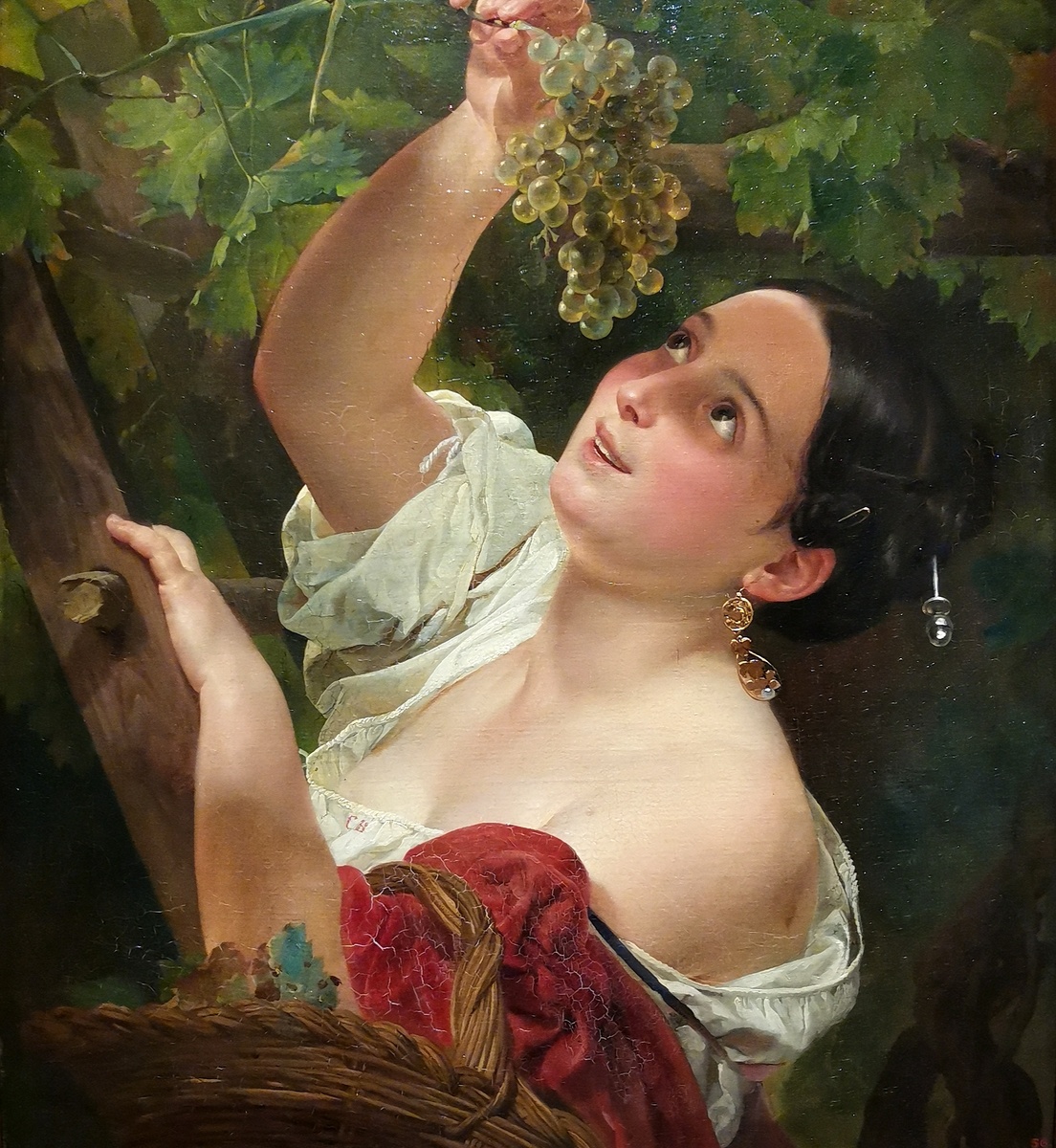 К. Брюллов. Итальянский полдень (Итальянка, снимающая виноград). 1827. Холст, масло. 