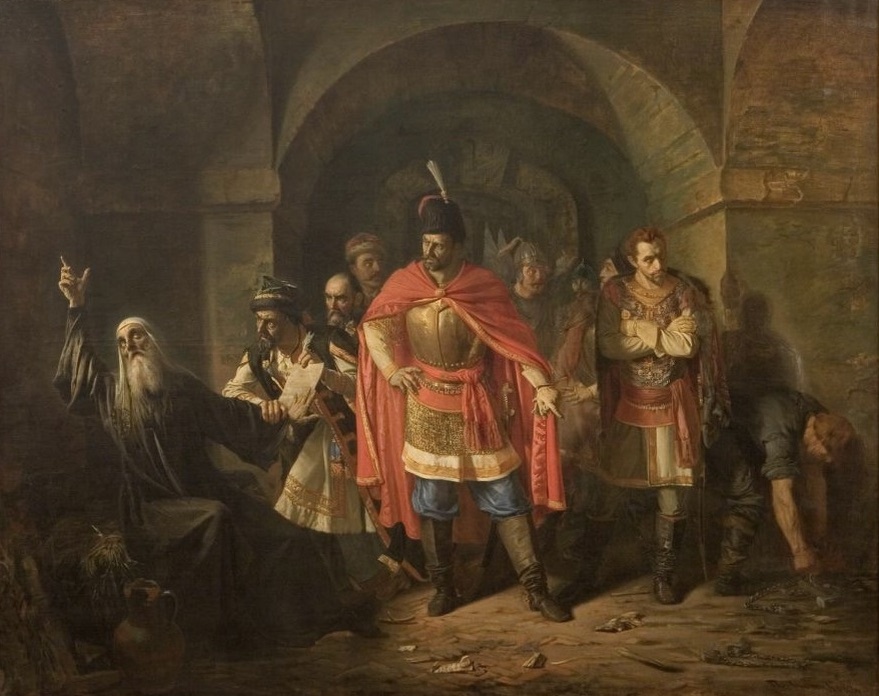 Павел Петрович Чистяков (1832—1919) Патриарх Гермоген отказывает полякам подписать грамоту 1860 Холст, масло НИМ РАХ