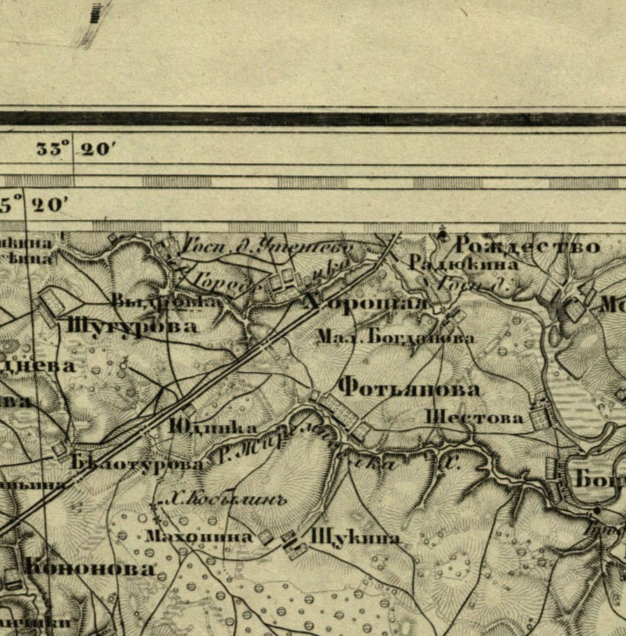 Село Рождество на карте Медынского уезда Калужской губернии.