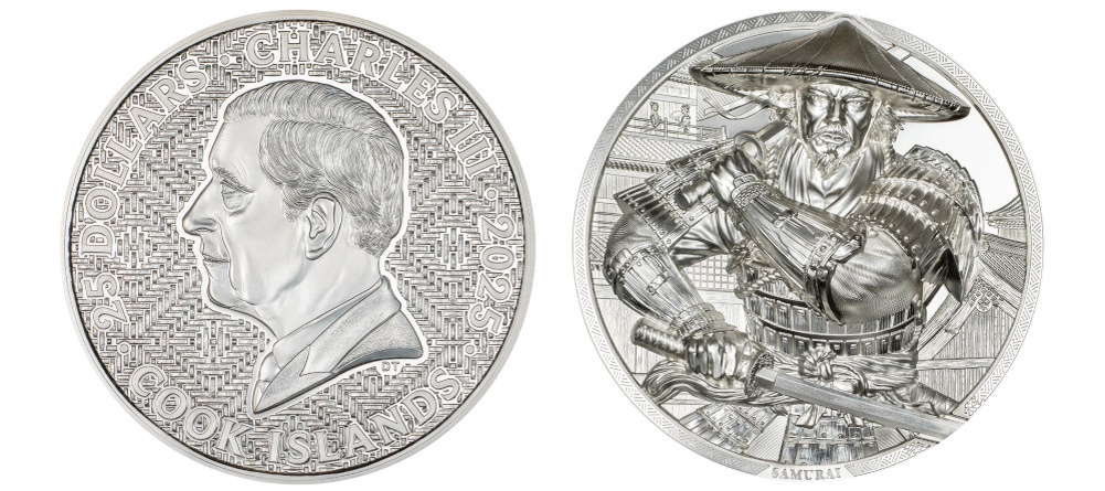    Монета с изображением самурая в доспехах