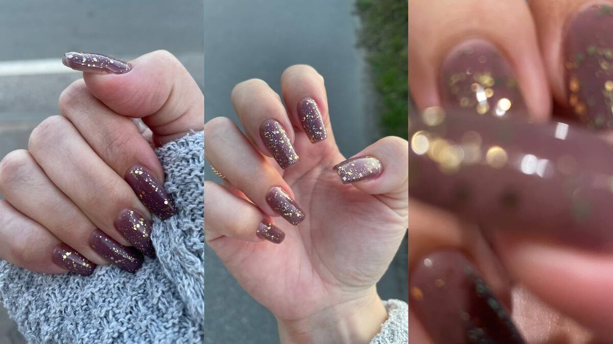 Шоколадно-золотой, половину длины убрала