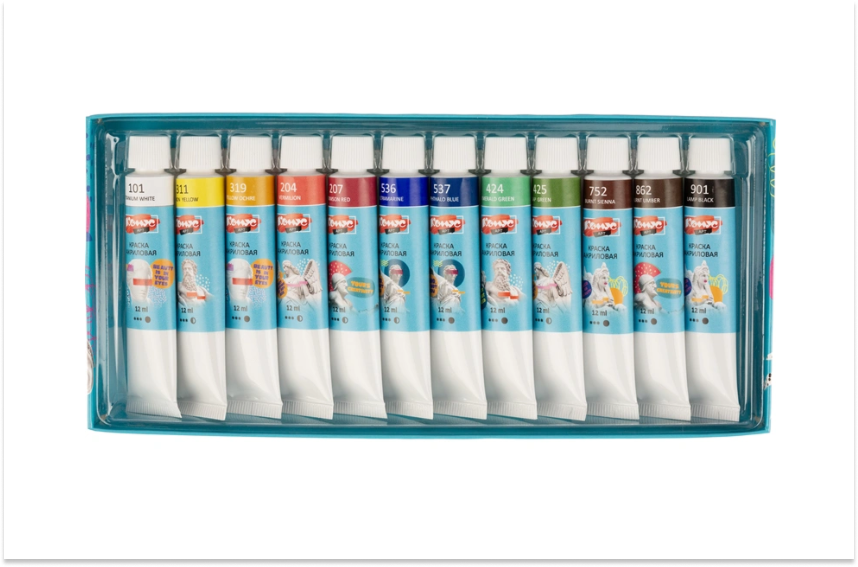 Краски подходят не только для художников, но и для любителей рукоделия и декорирования. Ими получится расписать, например, футболку или шкатулку