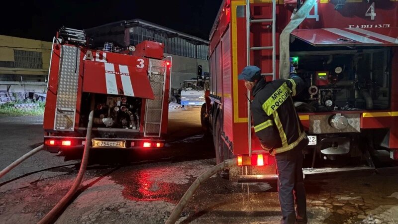    Автосервис охватил ночной пожар в Барнауле МЧС
