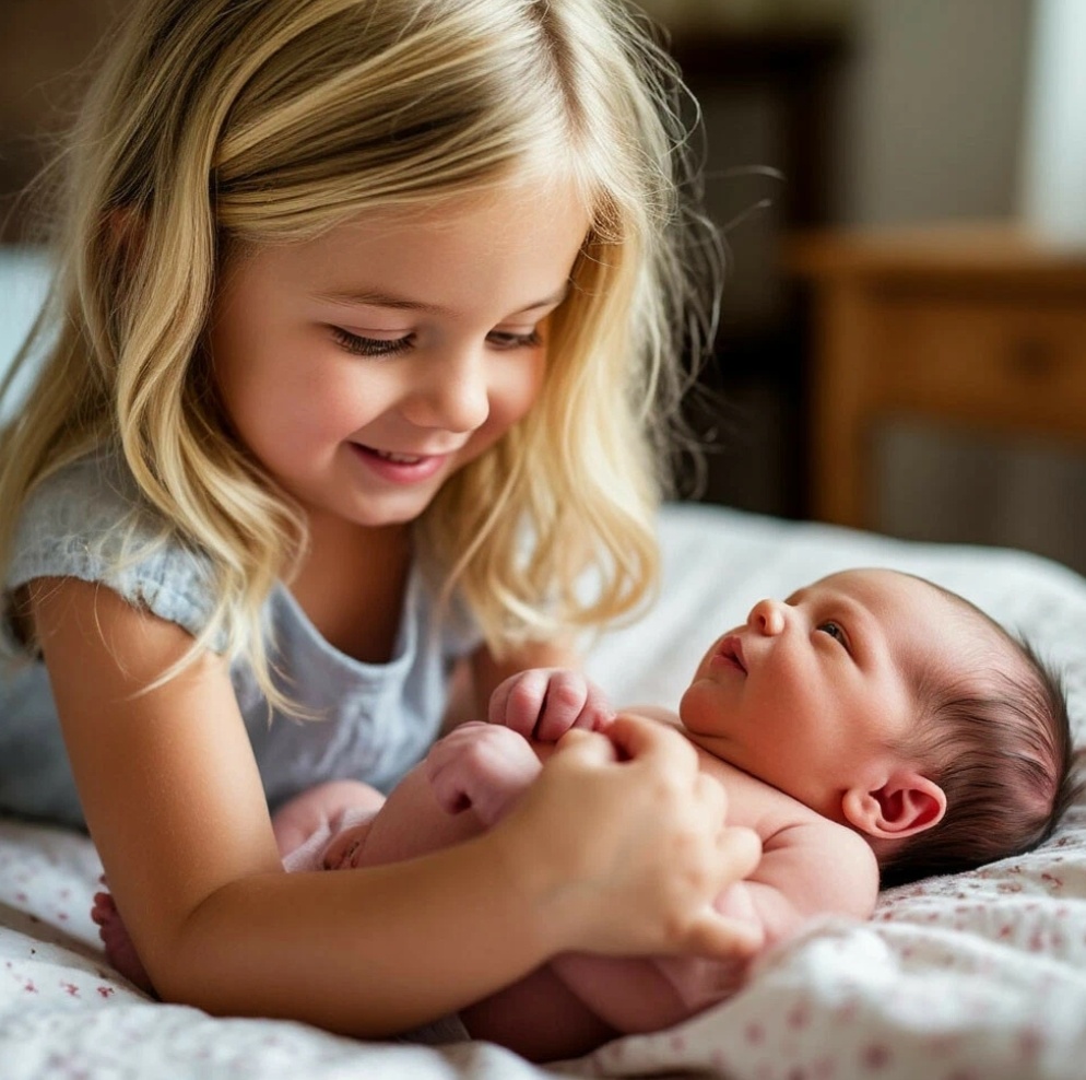 Настя с младшей сестричкой Полинкой