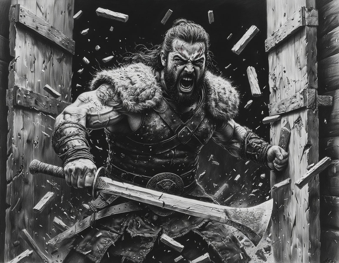 Могучий воин Бамсы своей секирой прорубает баррикаду, позволяя воинам Османа ворваться в последний оплот врага