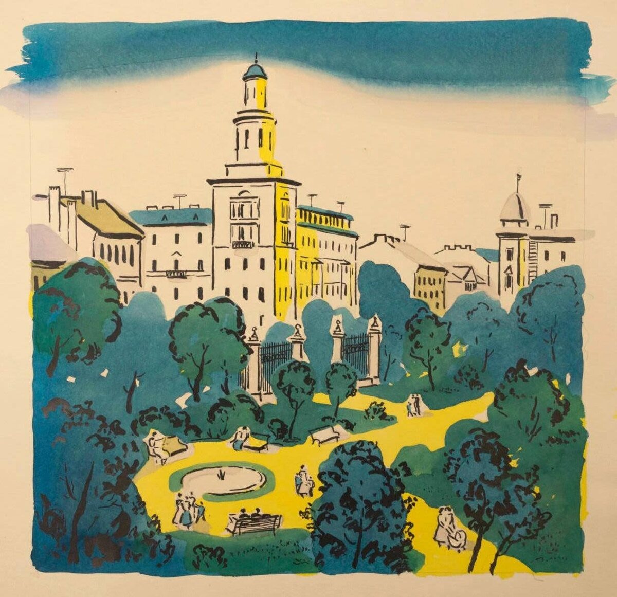 Павел Ивлев. Сад Олимпия на Московском пр. Эскиз конверта для пластинок завода «Аккорд». 1960-е. Петербургский мемориал.