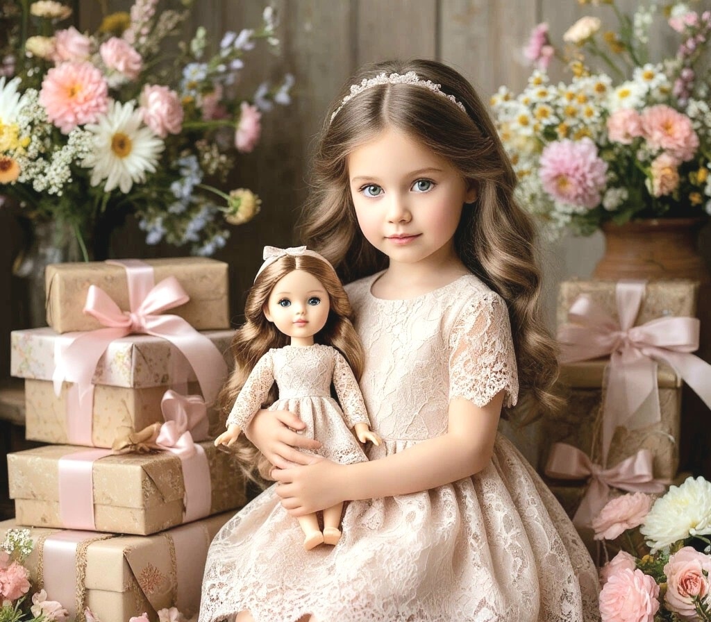 А у меня опять новая кукла. И у нас с ней одинаковые платья!