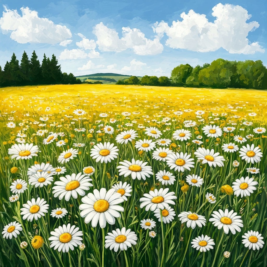 Поле с ромашками 