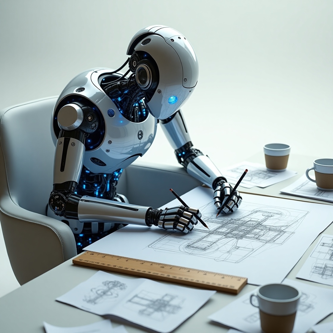 Изображение создано нейросетью Leonardo.AI. Мне нравится что у него 2 карандаша и 3 кофе.