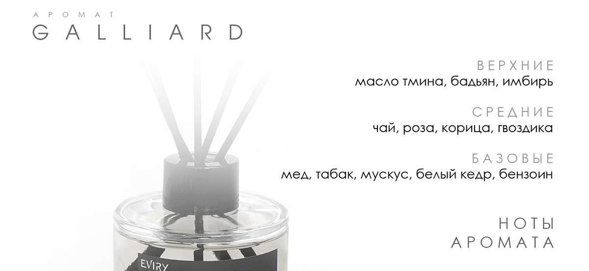 Ноты аромата GALLIARD. Ароматы EVIRY