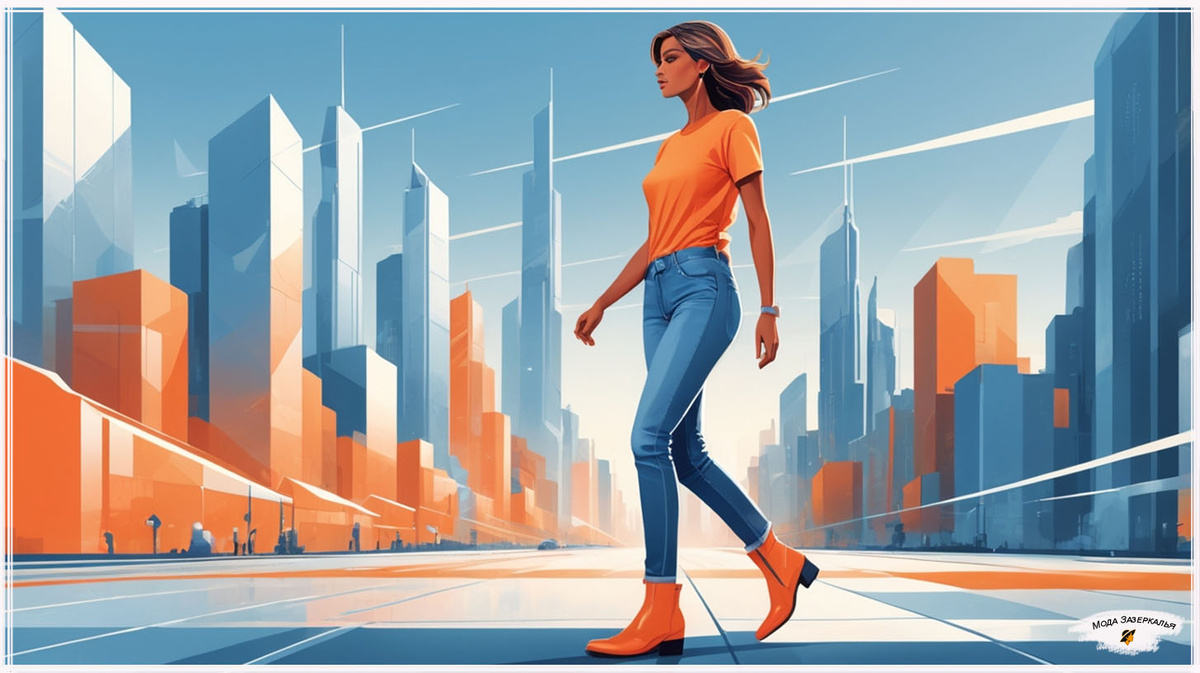 Деловая женщина 40+ лет в классических джинсах и простой футболке