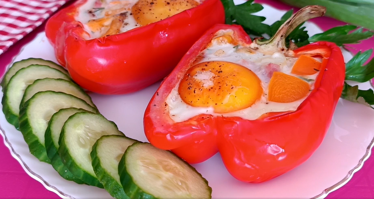 ⭐ Яичница с ветчиной и сыром в болгарском перце