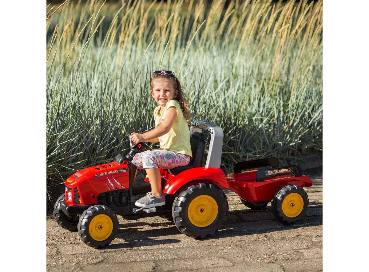 Трактор с педалями и прицепом FALK красный