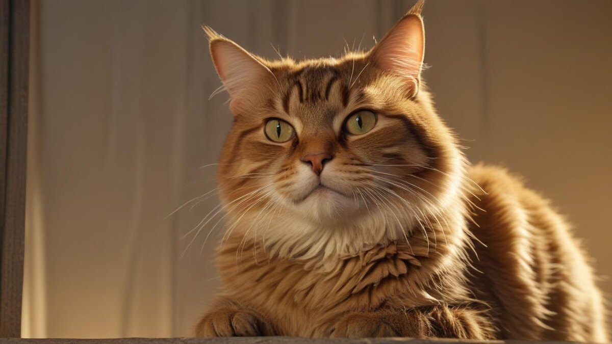 Кот смотрит свысока на хозяина