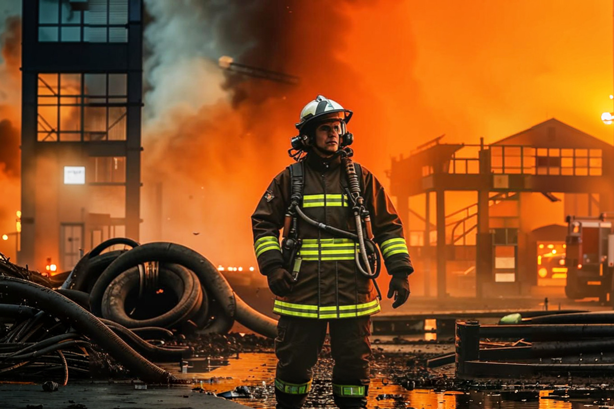 Тушение пожара продолжается.  Фото: Фото: Изображение сгенерировано нейросетью Kandinsky 3.1