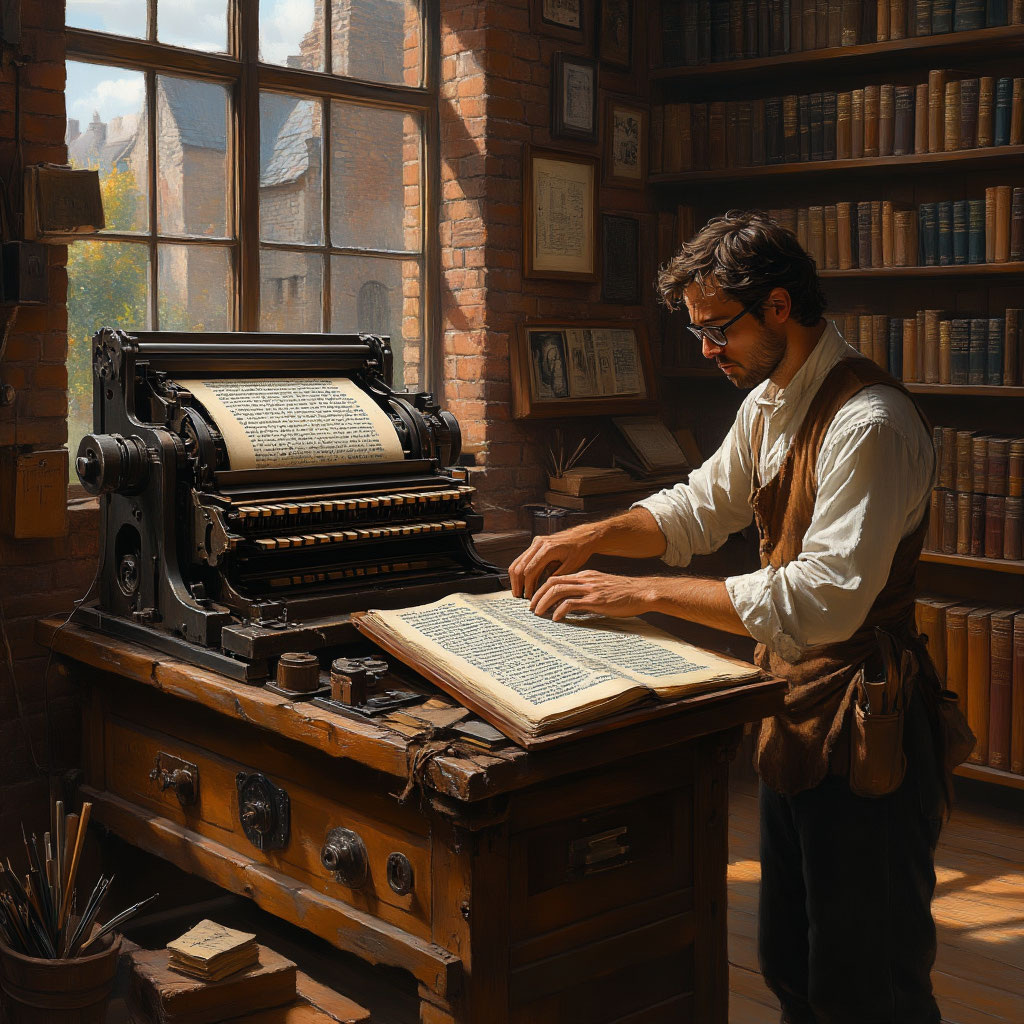 Изобретение печатного станка многократно увеличило скорость распространения историй и их охвата людьми.