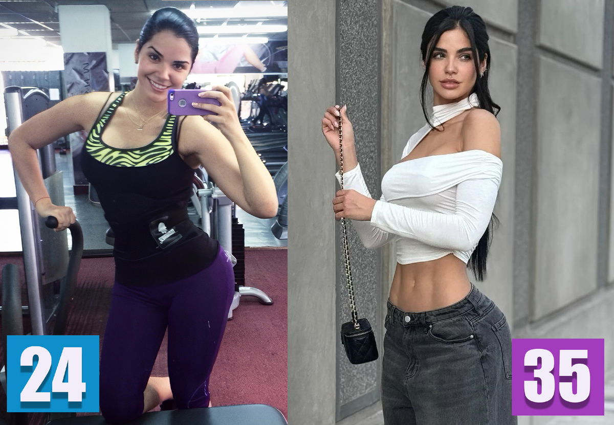 Стефани в 24 года и в 35 лет. 