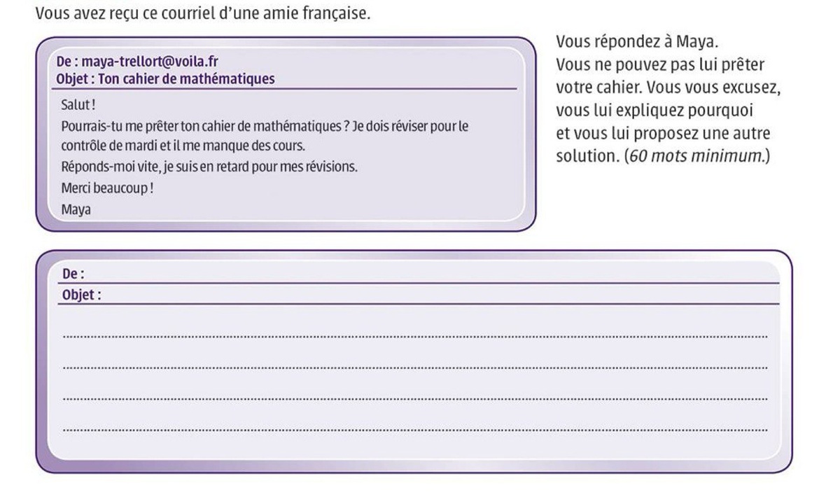 Пример пробного задания письменной части экзамена DELF A2 Junior