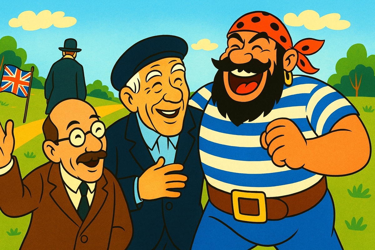 Абсолютно "реальное" фото Добужинского, Чуковского и Бармалея. Фото в цвете.