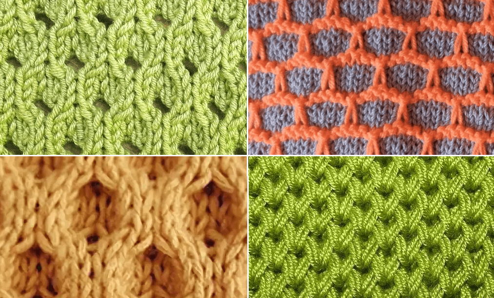 Рисунки в технике «соты», выполненные на спицах, очень разнообразны