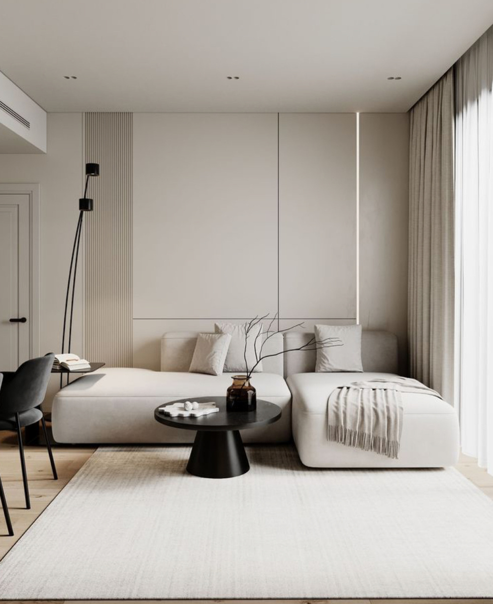 Гостиная в стиле минимализм, дизайнер Ivan Ogienko, изображение используется только в качестве примера 