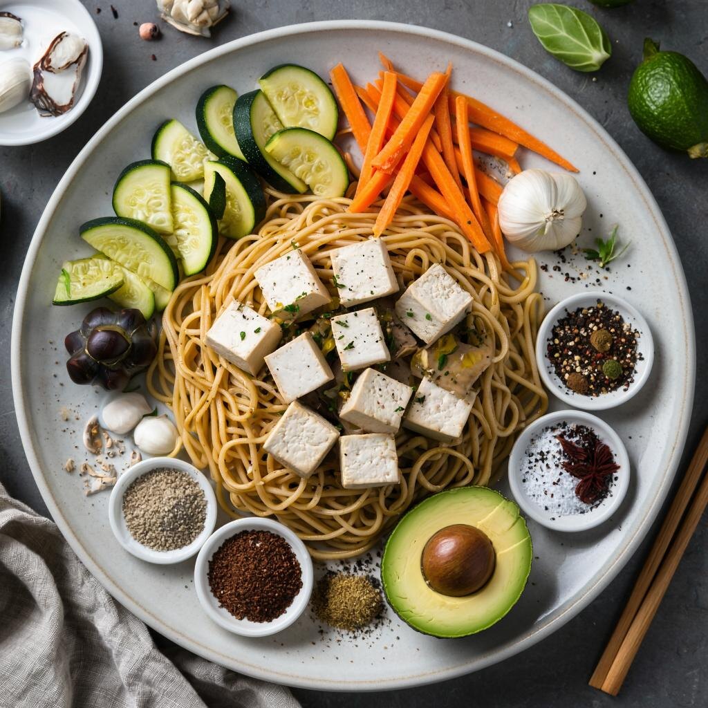 Тофу лапша с овощами 