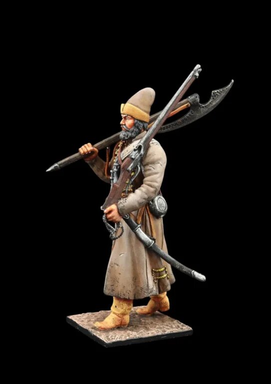 Городовой стрелец XVII в. Не то чтобы они ходили в рванине, но яркостью сукон их одежда из домотканого материала отнюдь не блистала! Производители: «Silver Dream Studio» и «Георгиевский Крест»