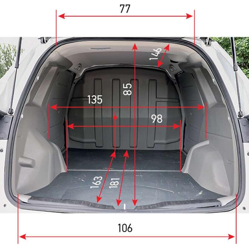    Европалета войдет только одна, продольно. Но ее еще надо в багажник засунуть: порог высок (погрузочная высота 83 см). Не влезет и мотоцикл.