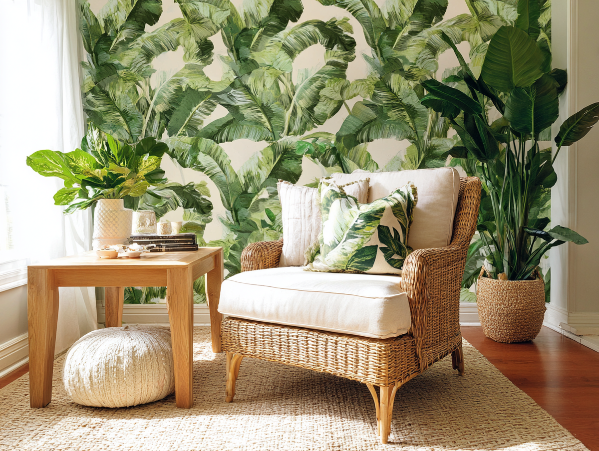 Живые растения образуют гармоничное сочетание с орнаментами