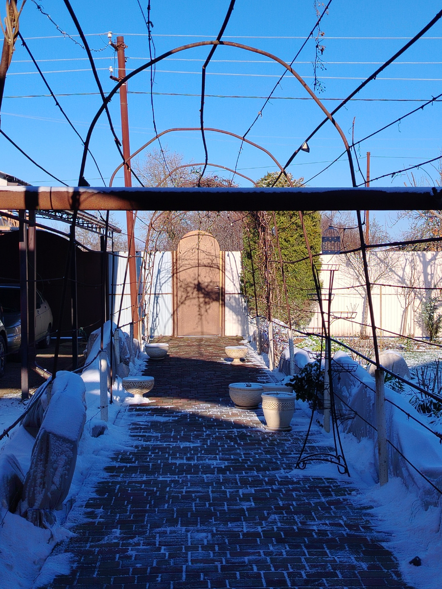 А нынче погляди в окно, как говорится. Точнее, под арку. Синеглазая зимушка припожаловала. 