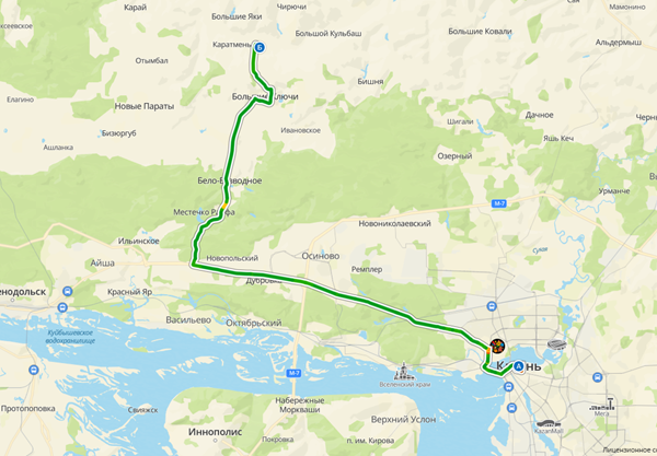 Схема проезда из центра Казани на ферму Ильдара Ситдикова