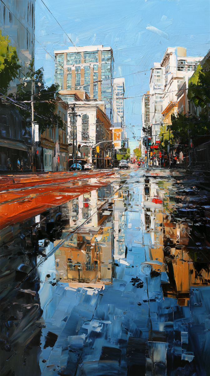 Утро на проспекте после дождя