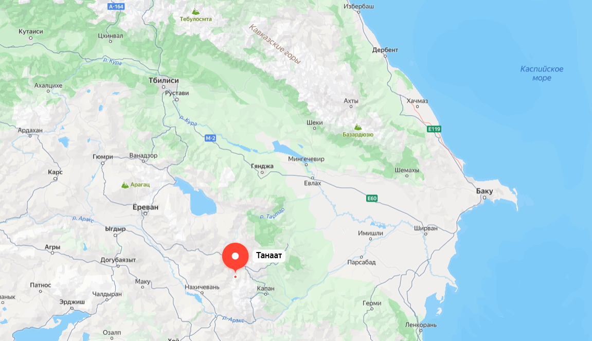 Танаат на карте Кавказе 