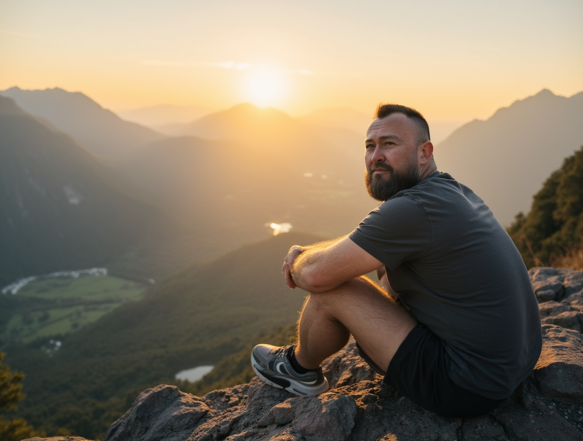 Счастливого предпринимателя можно увидеть в горах