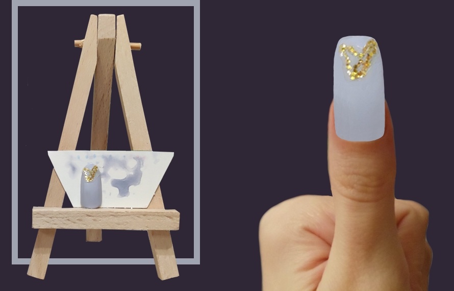 Коллаж. Молочный лак на ногте и арт-френч