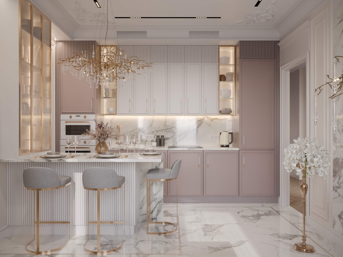 Даже в небольшом пространстве можно уместить три зоны - кухню, столовую и гостиную, функционал и аксессуары