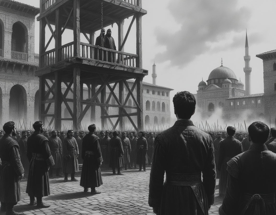 На главной площади Биледжика на рассвете приводят в исполнение смертный приговор трем лидерам «Руки».