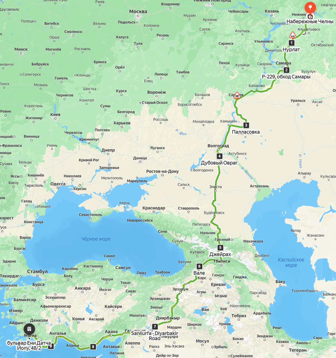 Маршрут Набережные Челны - Мармарис