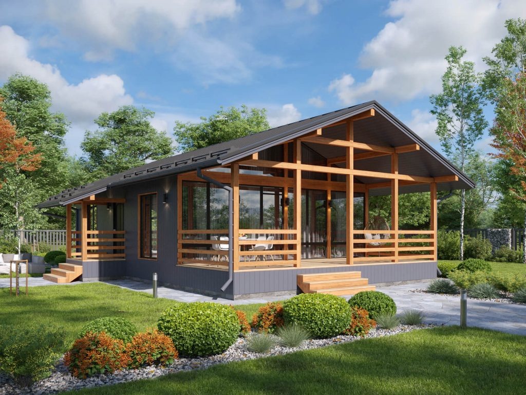 Каркасный дом "Бавария" 8х10 м с террасой