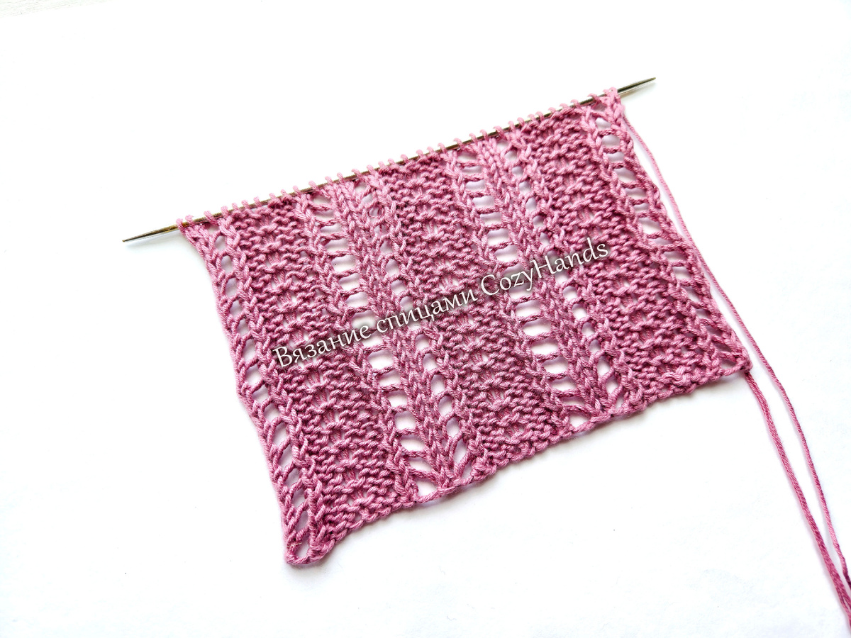 Красивый ажурный узор спицами