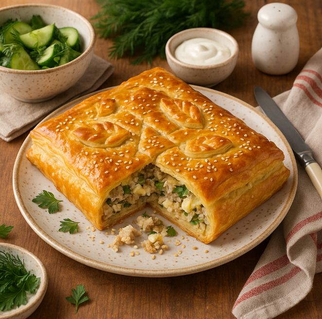 Рыбный пирог из слоёного теста рецепты от Дарики