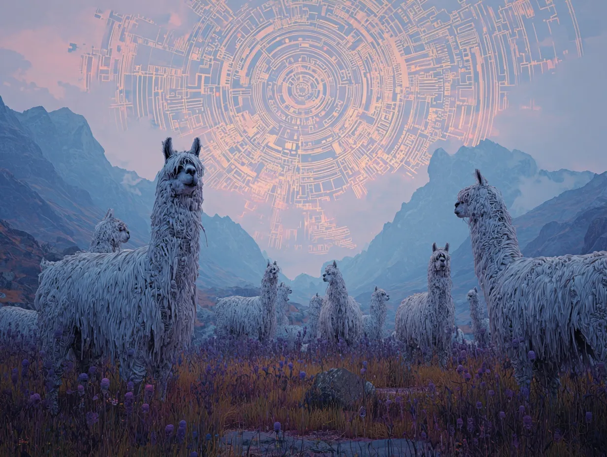 «За всем наблюдают ламы, полные любви и благодати» изображение из блога Андреса Гуадамуза на сайте Technollama