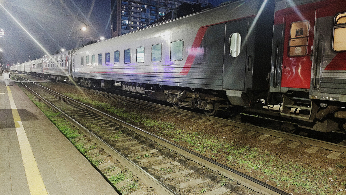 На фото хвост поезда. Впереди ещё 5-6 вагонов, не попавших в кадр. И даже так конца составу не видно.