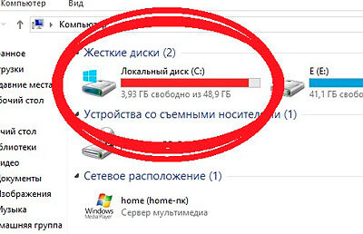 Переполнен Диск С - тормозят программы