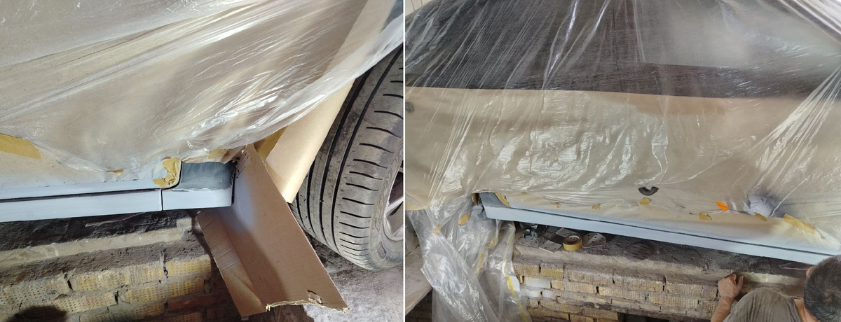 В процессе ремонта порогов