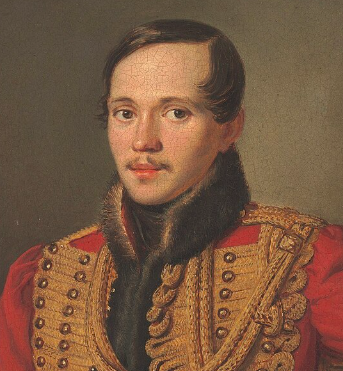 Михаил Лермонтов в ментике лейб-гвардии Гусарского полка (портрет работы Петра Заболотского, 1837)