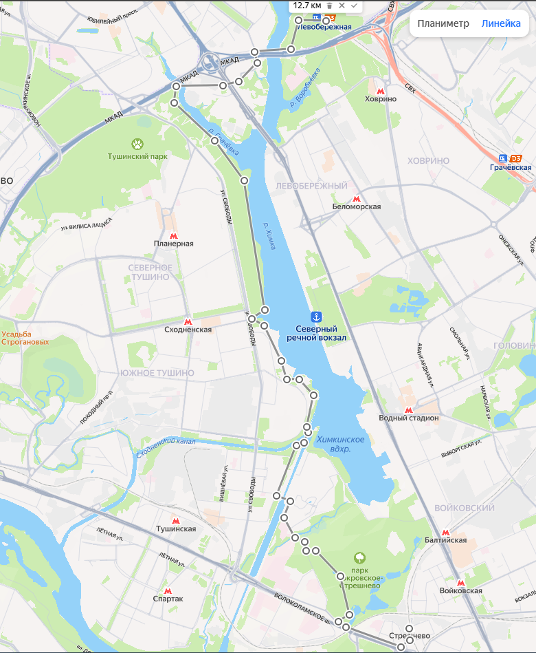 Маршрут для тестирования влияния спуфинга на Андроид-смартфоны разных поколений